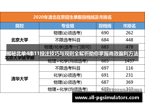 揭秘北单4串11投注技巧与规则全解析助你掌握高效盈利方法